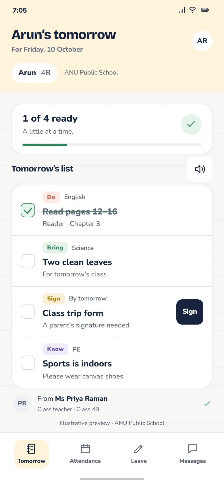 A parent’s list for tomorrow: do, bring, sign and know
